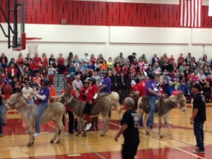 Donkey Basketball Photo - Rider shooting hoops
